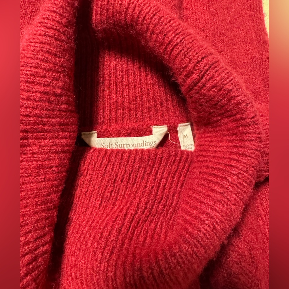 Soft Surroundings Ellen Cowl Neck Knit Sweater Dress Stretch Red Medium - Picture 10 of 10